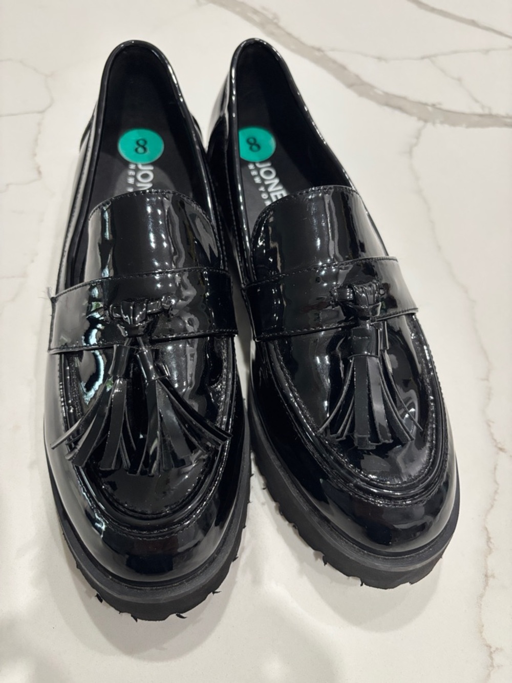 Jones New York Black Patent Tassel Loafers with lightweight Sole - Picture 3 of 4
